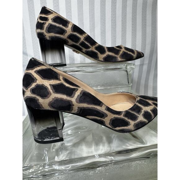 BEAUTIISOLES Leopard Print Suede Pointed Toe Clear Acrylic Heel Sz 8 Club Rave - Picture 7 of 10